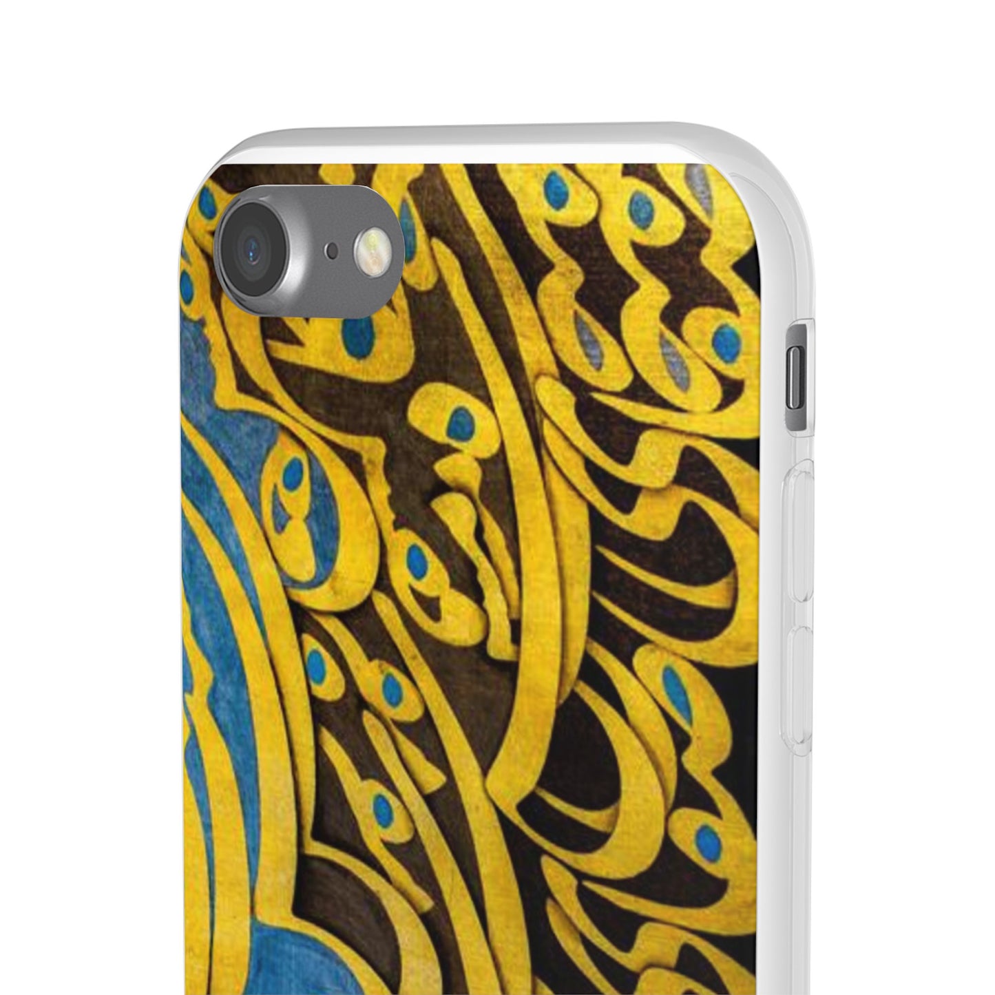 Phone Case — Gold & Blue Calligraphy Design