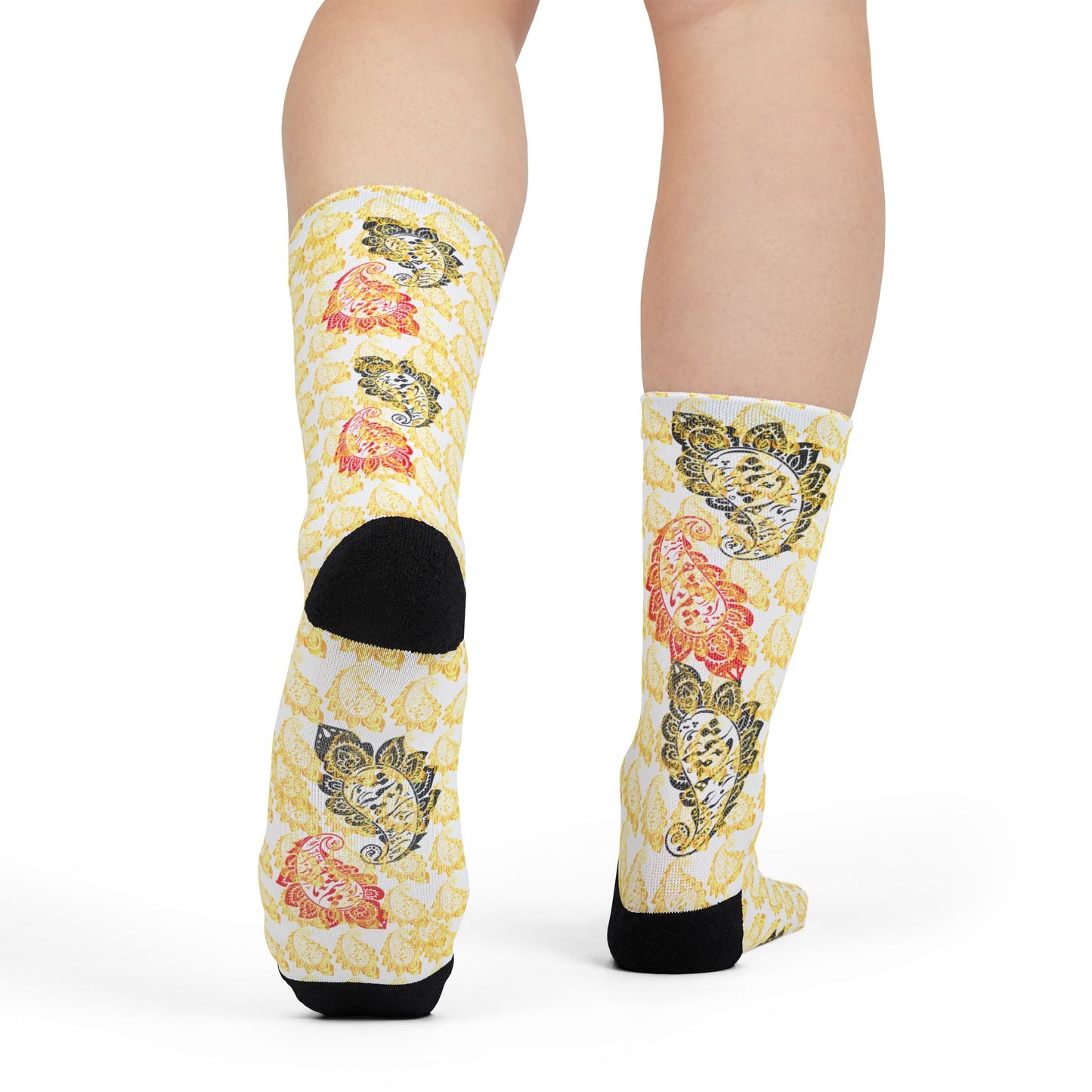 Sublimation Crew Socks with Persion Calligraphy and Paisly