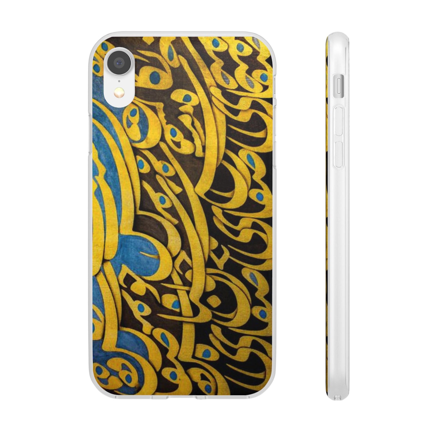 Phone Case — Gold & Blue Calligraphy Design