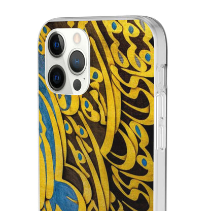 Phone Case — Gold & Blue Calligraphy Design