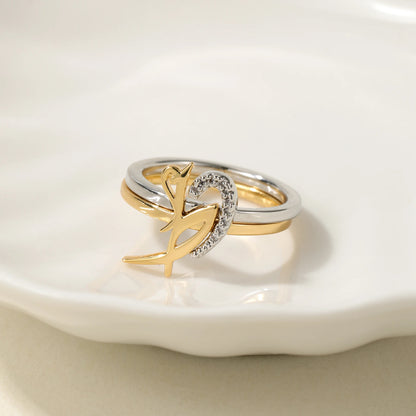 PERSONALIZED 3D CUSTOM NAME DOUBLE RING  GOLD
