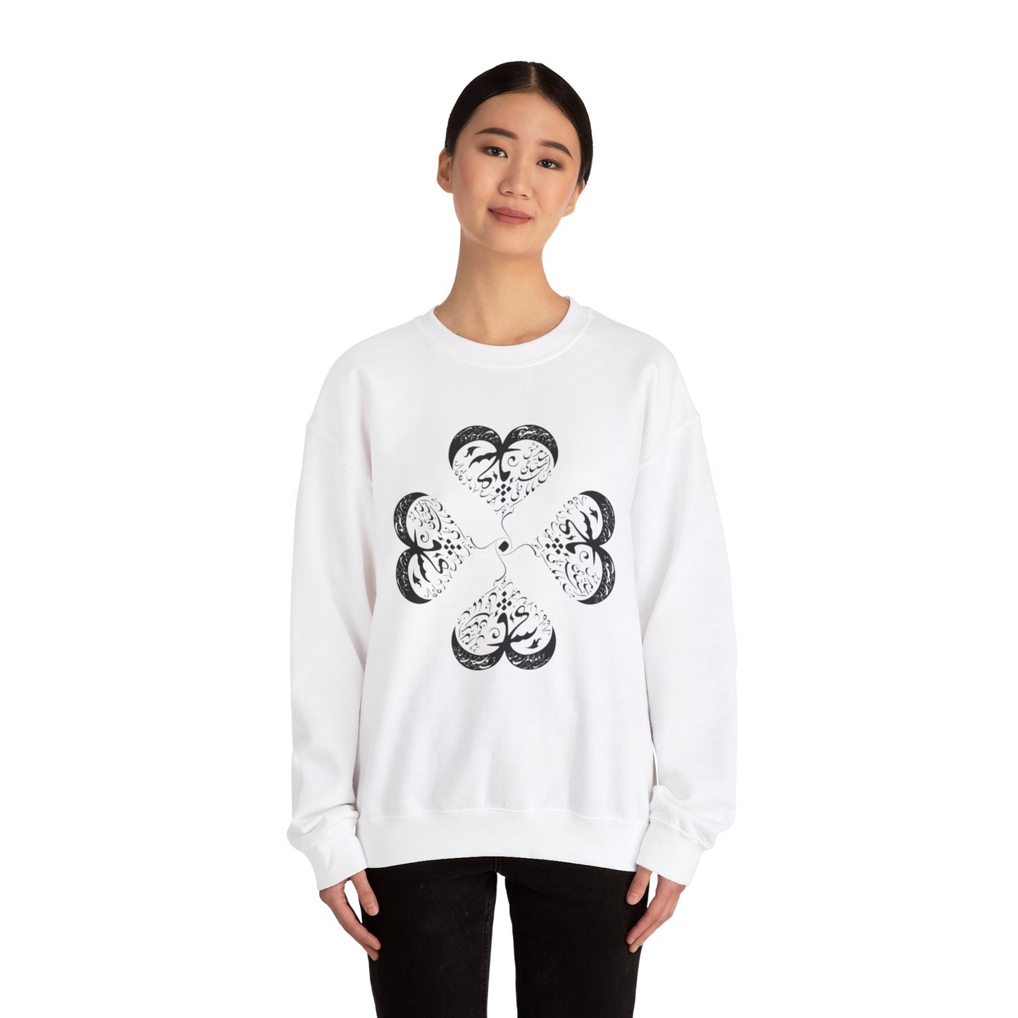 UNISEX FARSI CALLIGRAPHY HEART SWEATSHIRT: 'MAL MANI' BY MOEIN