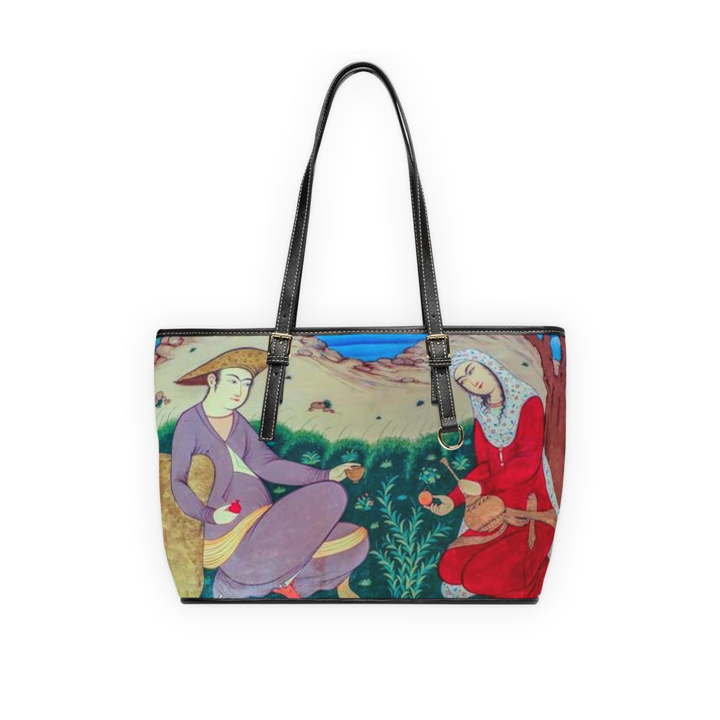 Artistic PU Leather Shoulder Bag – Iranian Miniature
