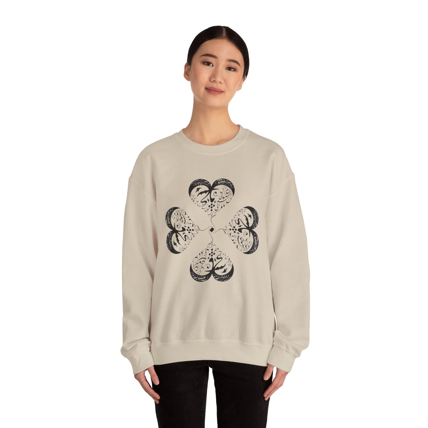 UNISEX FARSI CALLIGRAPHY HEART SWEATSHIRT: 'MAL MANI' BY MOEIN