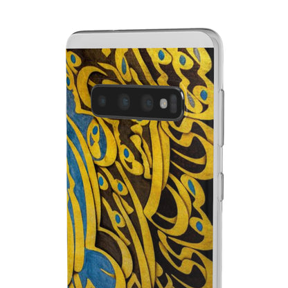 Phone Case — Gold & Blue Calligraphy Design