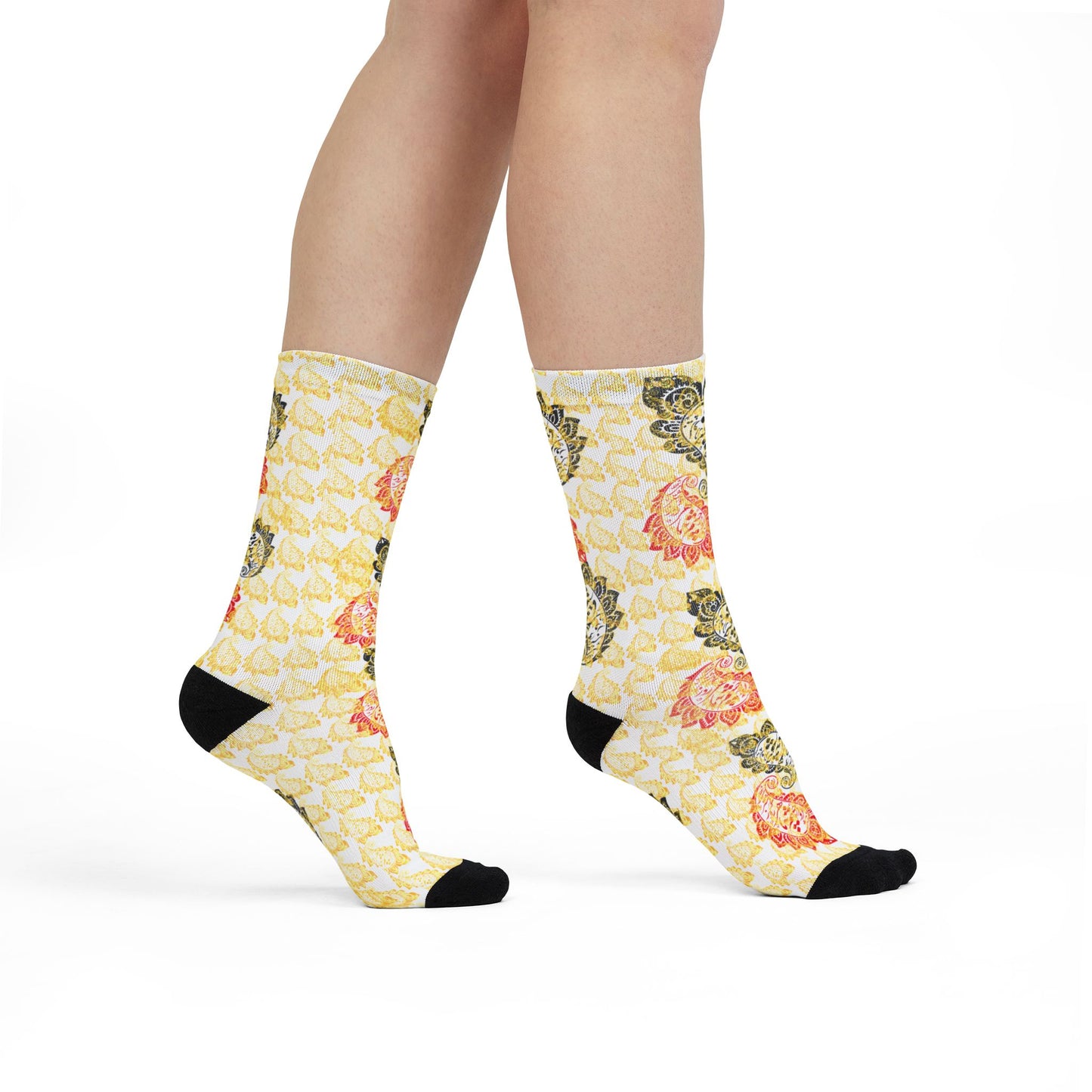 Sublimation Crew Socks with Persion Calligraphy and Paisly