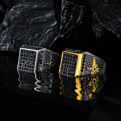 VINTAGE FARVAHAR RING FOR MEN – ZOROASTRIAN SYMBOL, STAINLESS STEEL, CZ