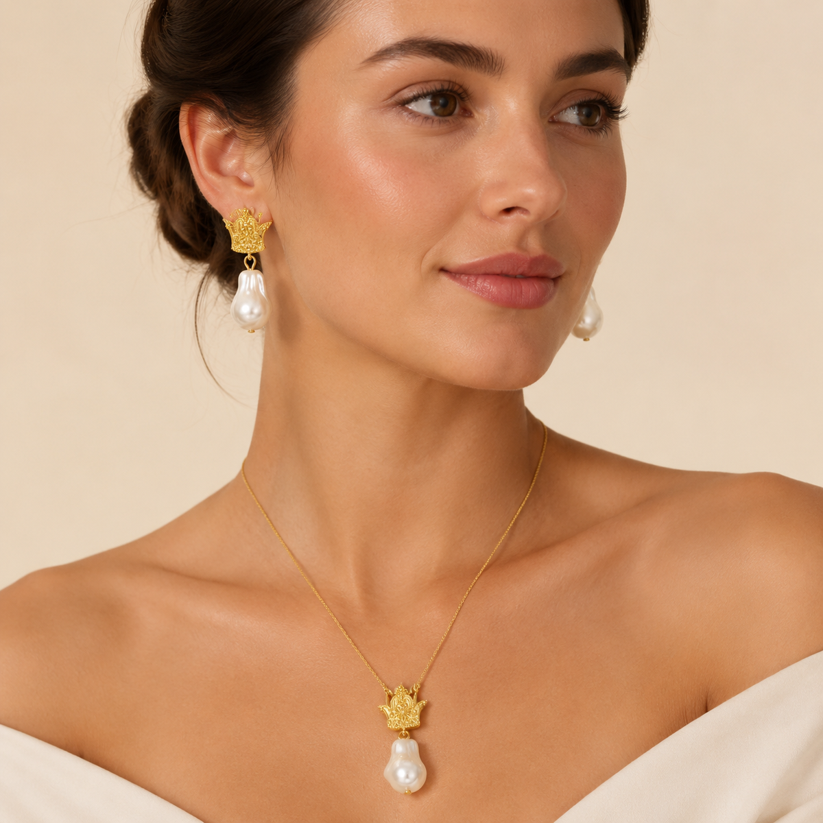 3D PERSIAN CROWN PEARL JEWELRY SET