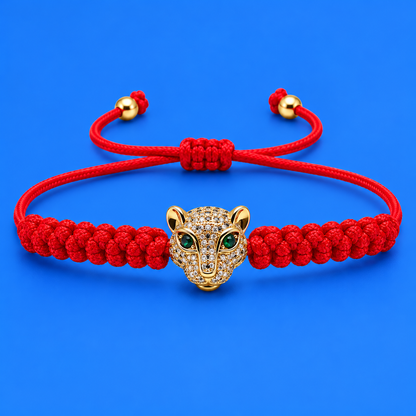 LEOPARD HEAD ZIRCON ROPE BRACELET