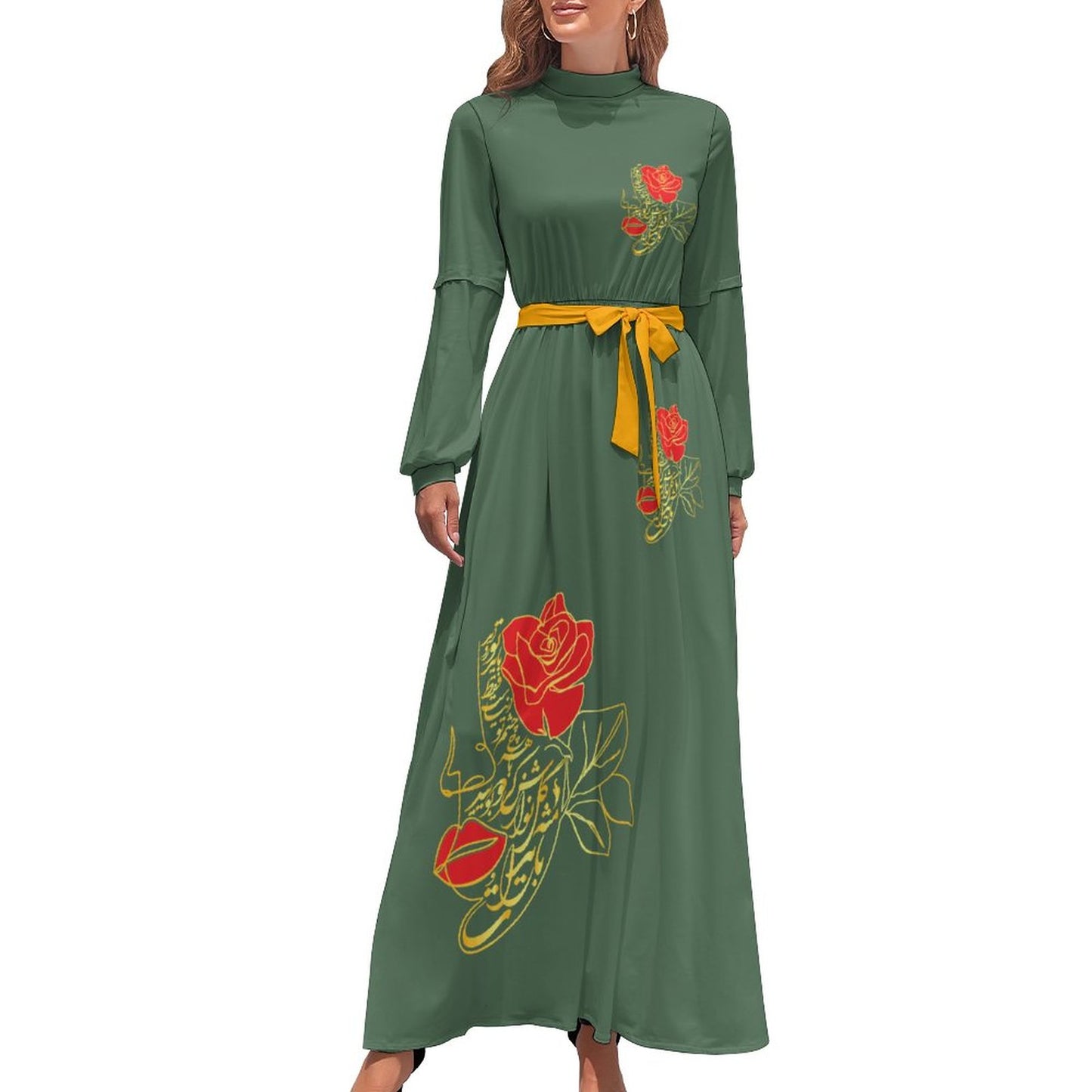 TURTLENECK LONG SLEEVE MAXI DRESS