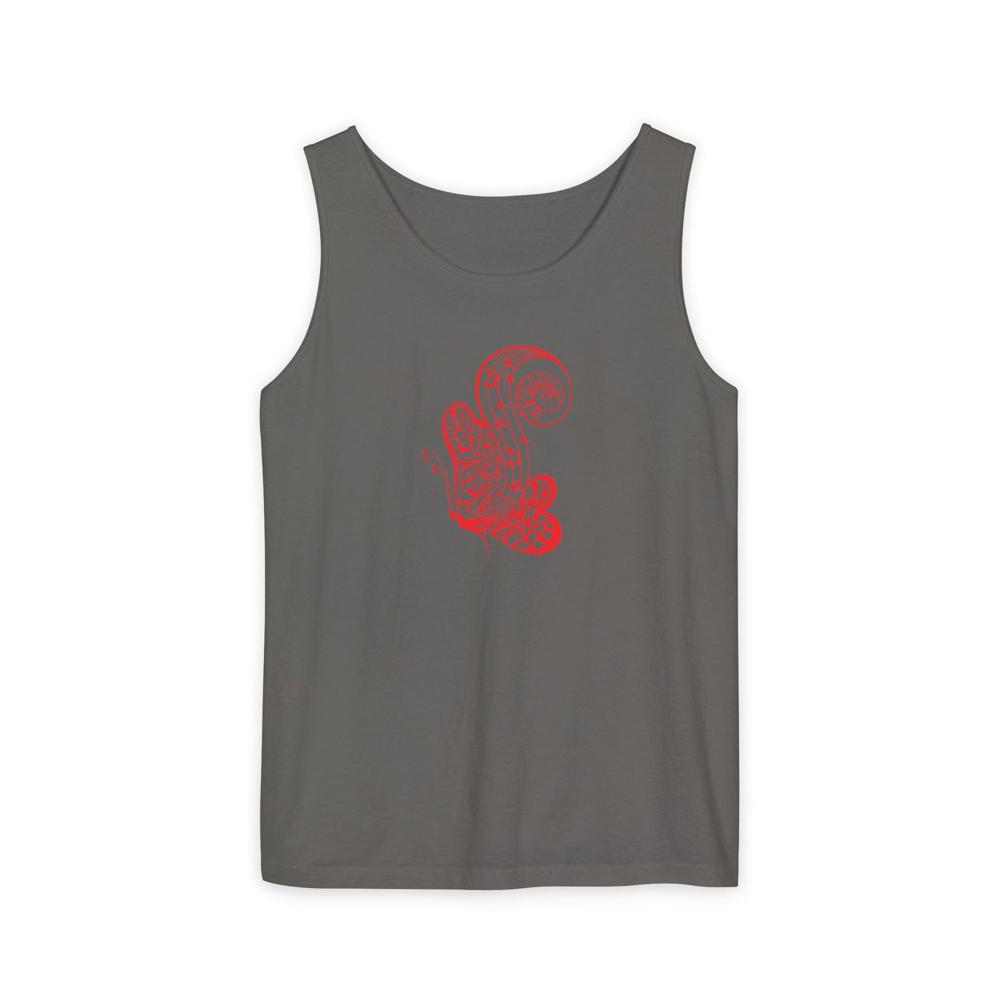 Women's Garment-Dyed Tank Top with Persion Calligraphy, Poam and Painting