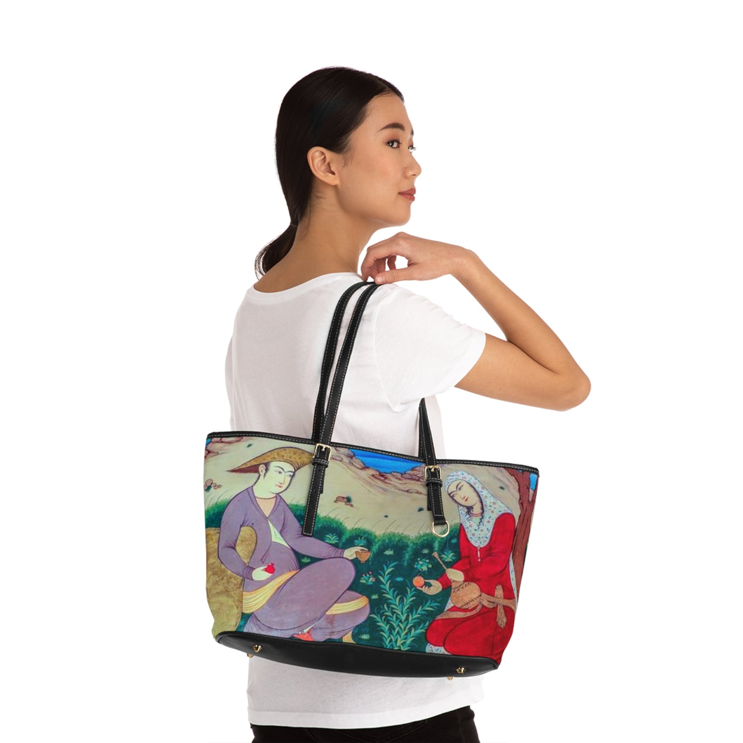 Artistic PU Leather Shoulder Bag – Iranian Miniature