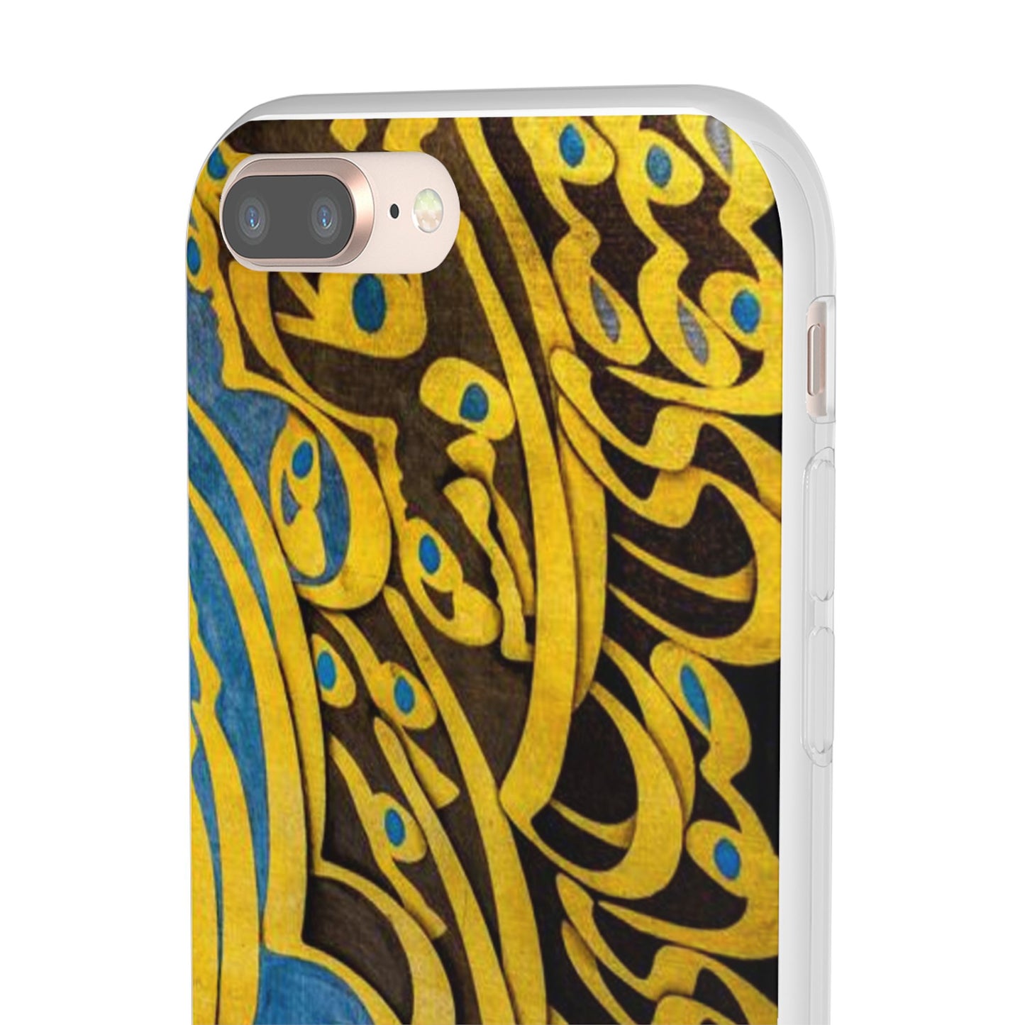 Phone Case — Gold & Blue Calligraphy Design