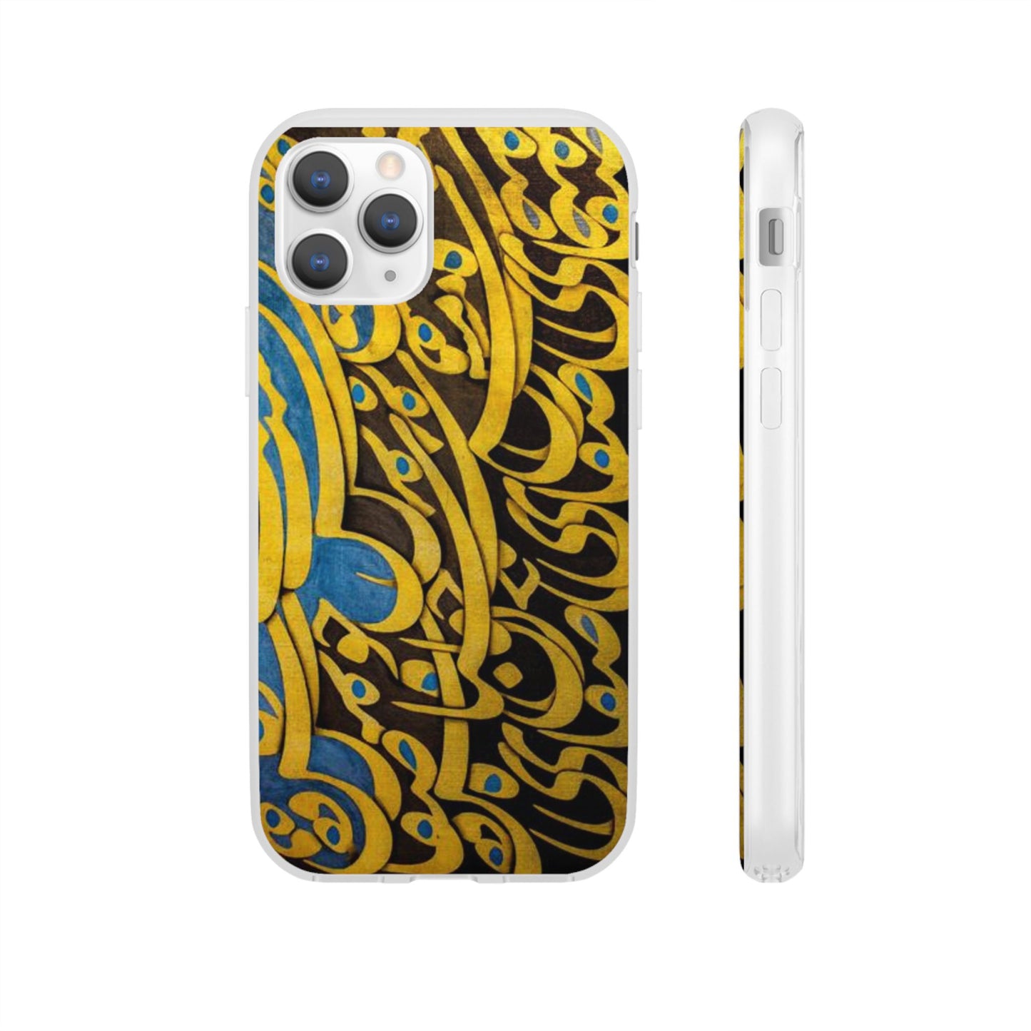 Phone Case — Gold & Blue Calligraphy Design