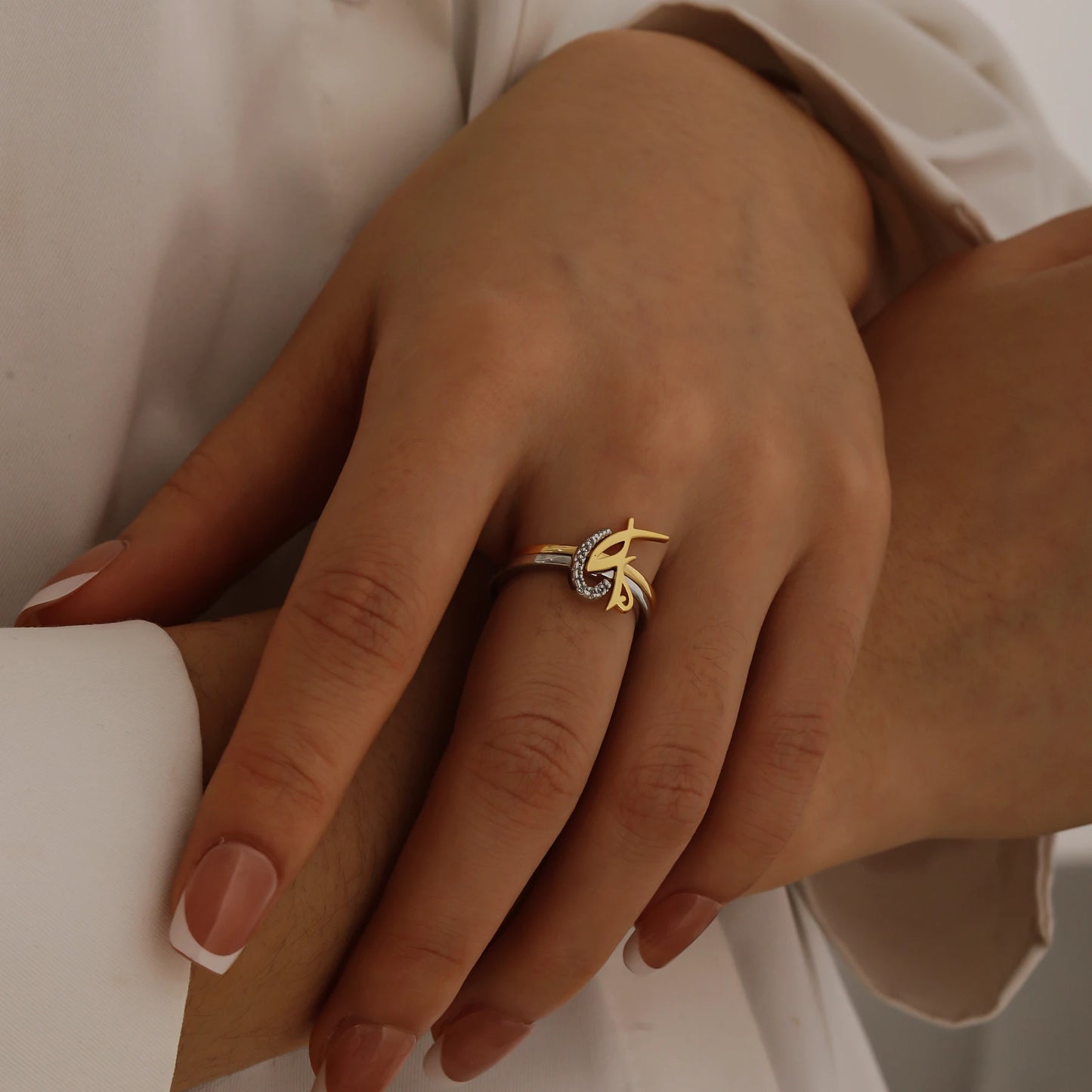 PERSONALIZED 3D CUSTOM NAME DOUBLE RING  GOLD