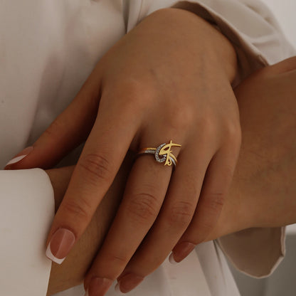 PERSONALIZED 3D CUSTOM NAME DOUBLE RING  GOLD