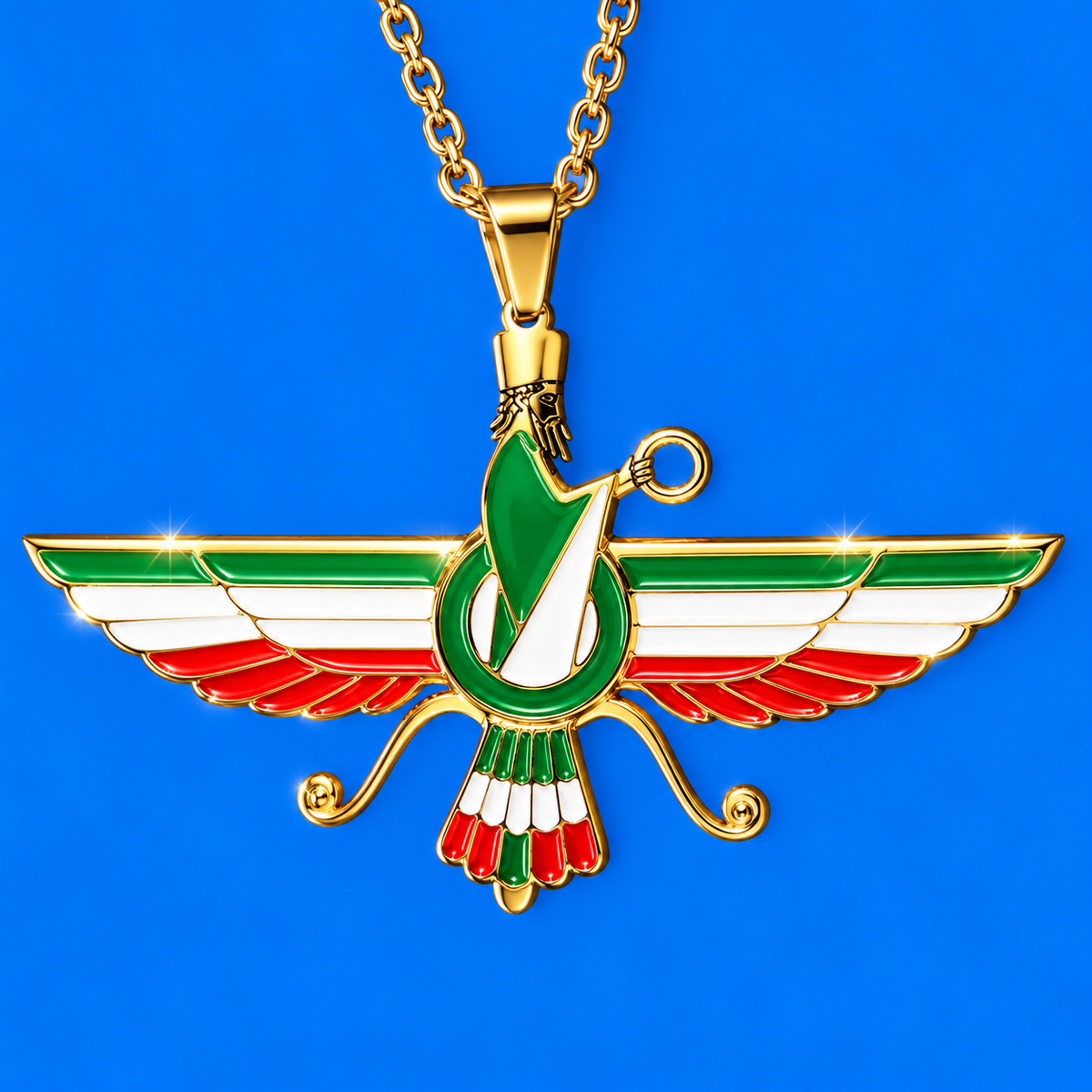 FARAVAHAR IRAN FLAG NECKLACE – 18K GOLD PLATED