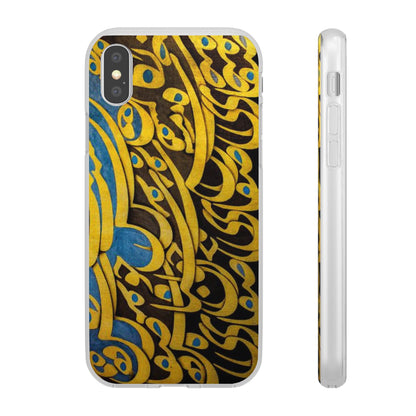 Phone Case — Gold & Blue Calligraphy Design
