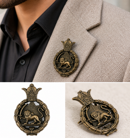 BROCHE VINTAGE LION ET SOLEIL