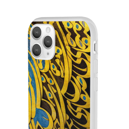 Phone Case — Gold & Blue Calligraphy Design
