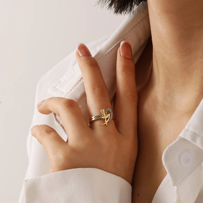 PERSONALIZED 3D CUSTOM NAME DOUBLE RING  GOLD