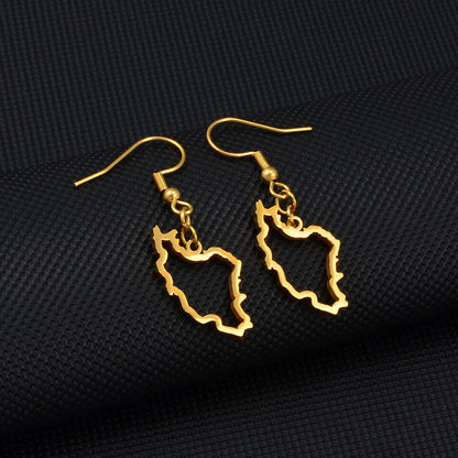 IRAN MAP EARRINGS – STAINLESS STEEL PERSIAN JEWELRY | IRANIAN PRIDE GIFT