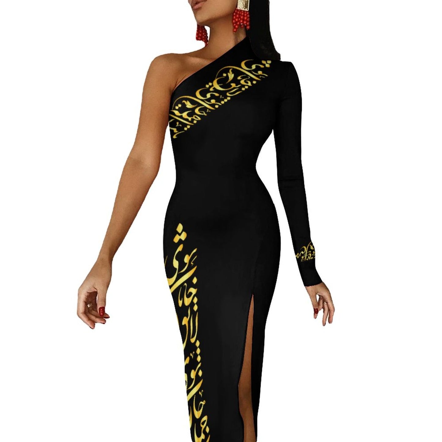 ONE SHOULDER SPLIT DRESS – BODYCON STYLE | باید که جمله جان شوی تا لایق جانان شوی
