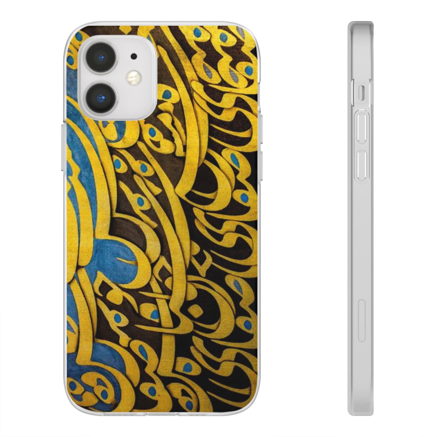 Phone Case — Gold & Blue Calligraphy Design