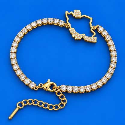 Iran Map Tennis Bracelet 18k Gold Plated