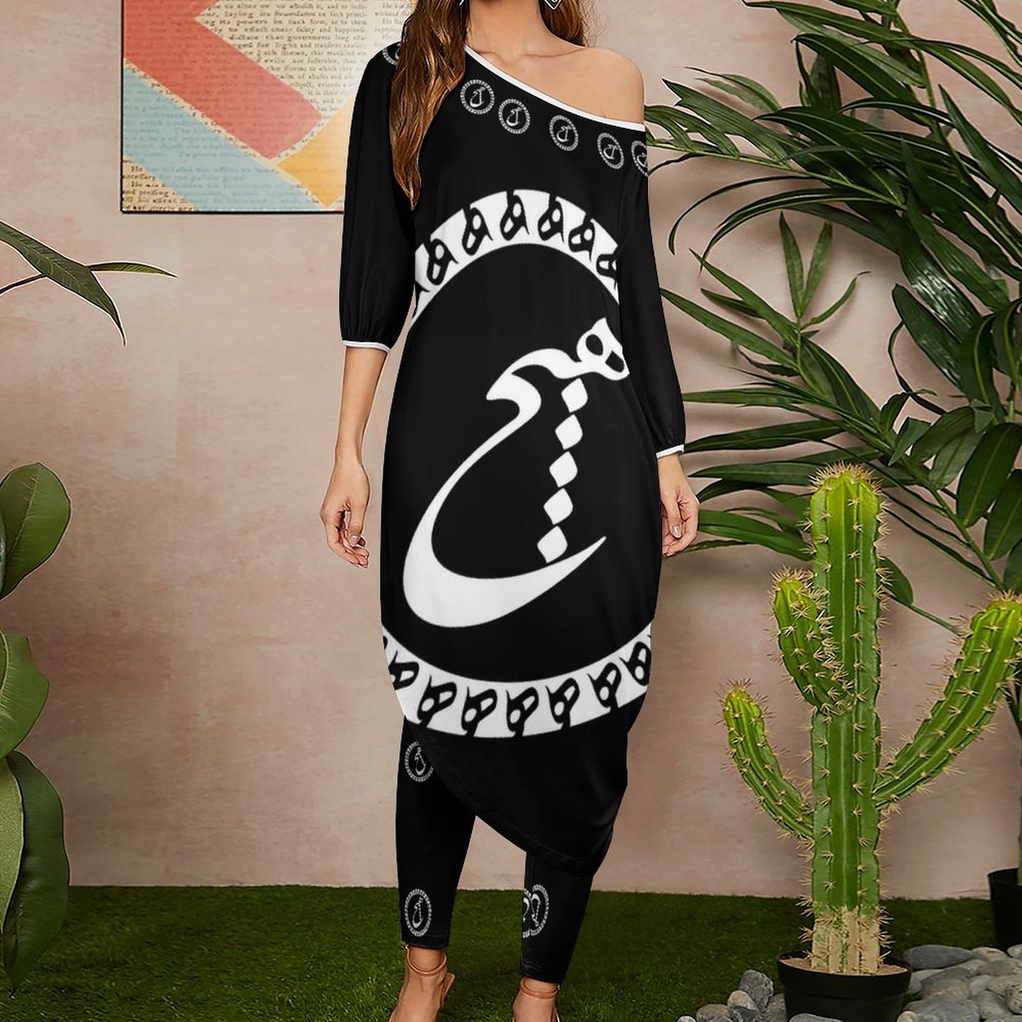 Hich DIAGONAL SHOULDER TWO-PIECE SET