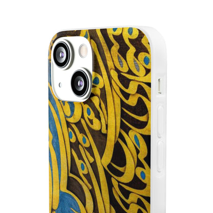 Phone Case — Gold & Blue Calligraphy Design