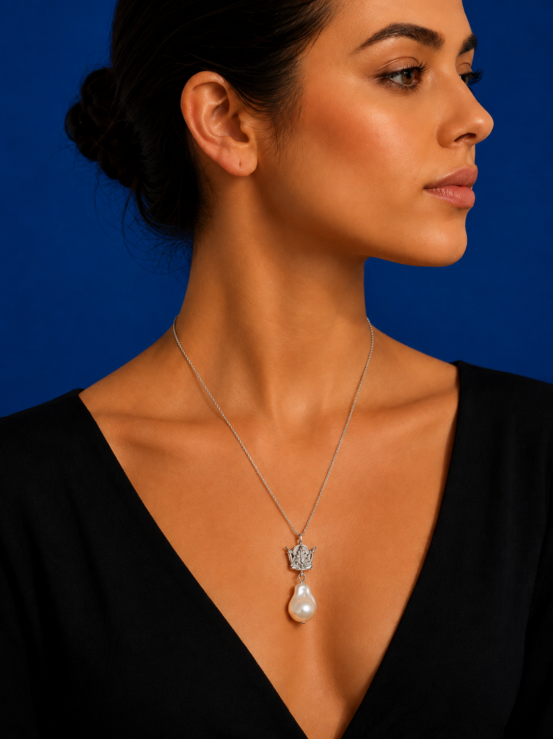 PERSIAN ROYAL CROWN PEARL EARRINGS & NECKLACE