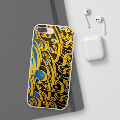 Phone Case — Gold & Blue Calligraphy Design