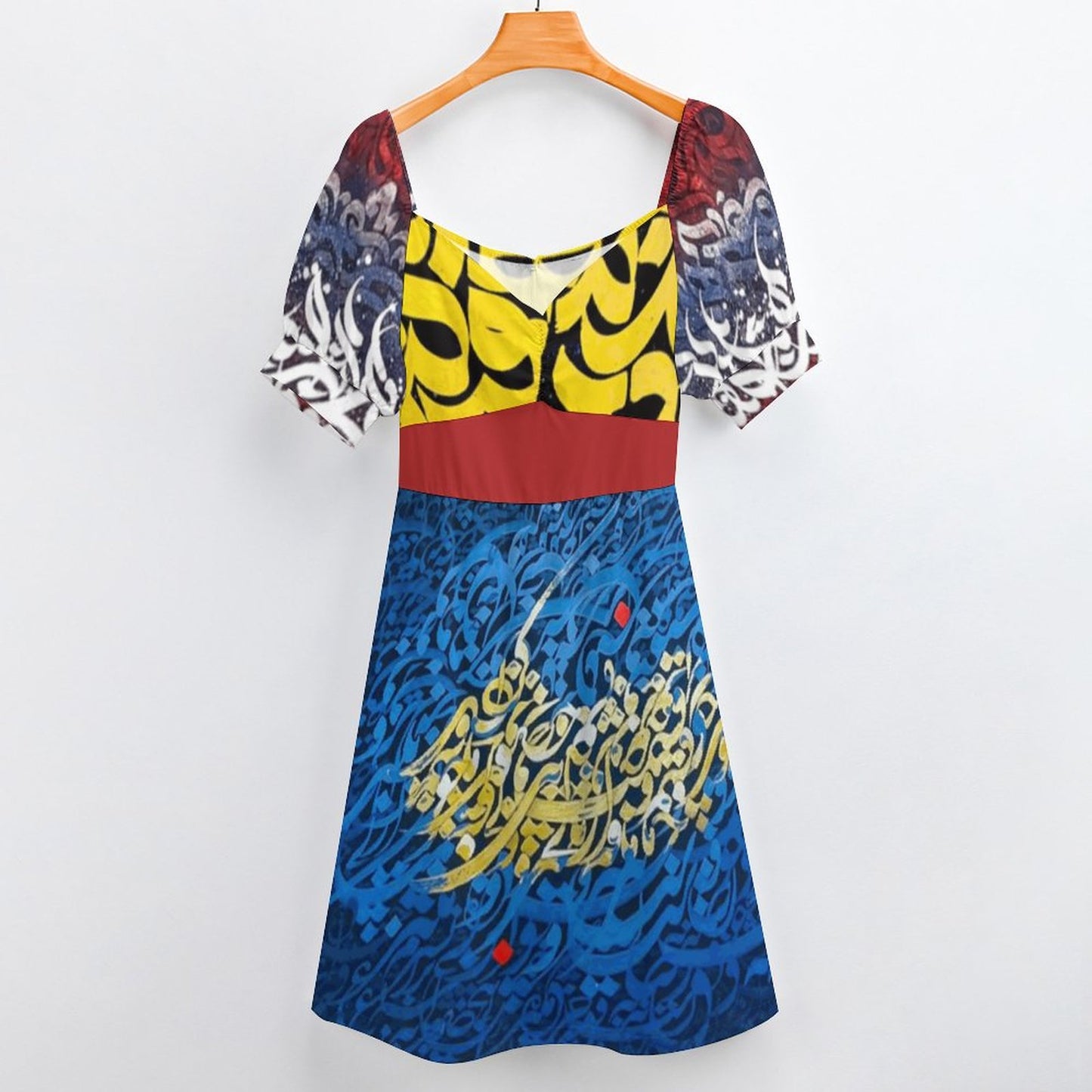 CLASSIC FIT PERSIAN POETRY DESIGN DRESS