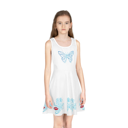 PERSIAN CALLIGRAPHY GIRLS' BOHEMIAN SLEEVELESS SUNDRESS – BUTTERFLY & FLORAL DESIGN