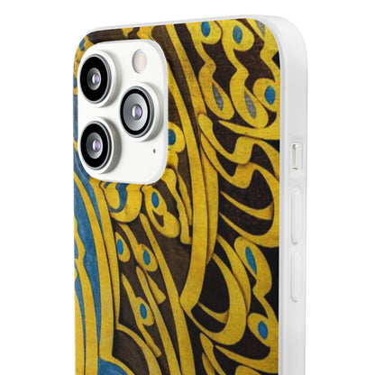 Phone Case — Gold & Blue Calligraphy Design