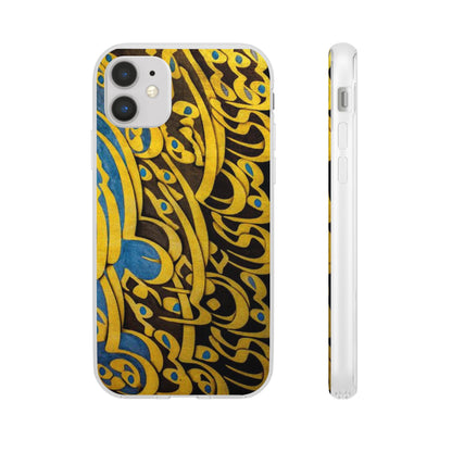Phone Case — Gold & Blue Calligraphy Design