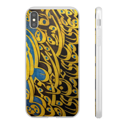Phone Case — Gold & Blue Calligraphy Design