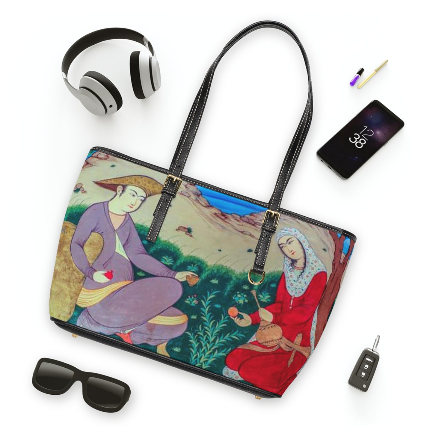 Artistic PU Leather Shoulder Bag – Iranian Miniature