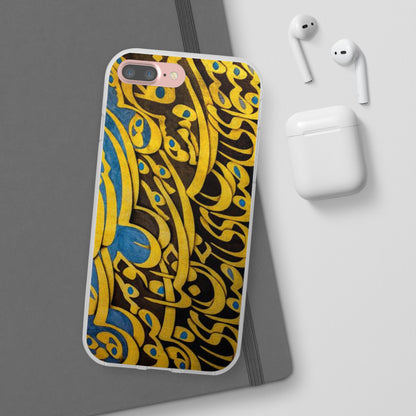 Phone Case — Gold & Blue Calligraphy Design