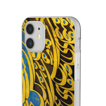 Phone Case — Gold & Blue Calligraphy Design
