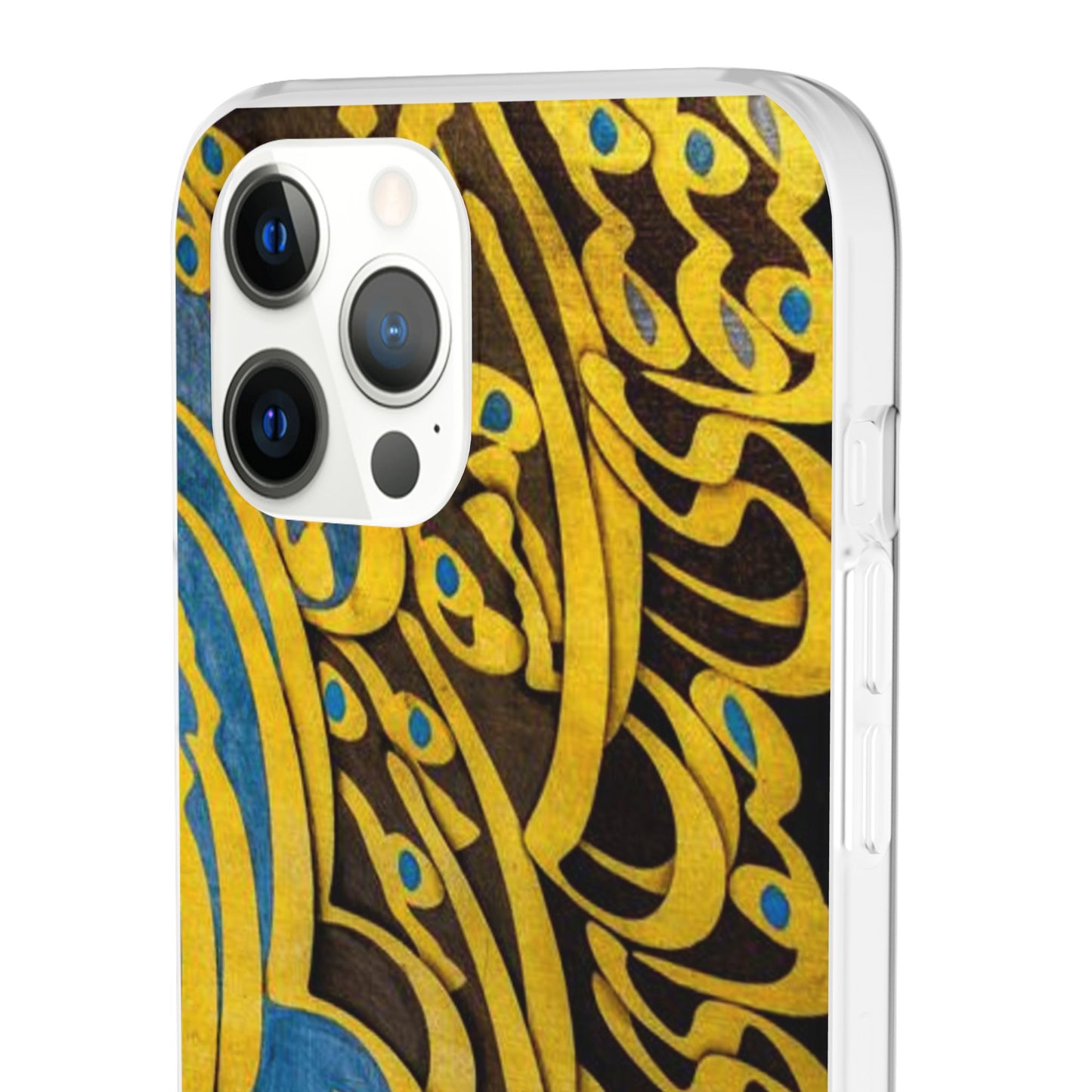 Phone Case — Gold & Blue Calligraphy Design