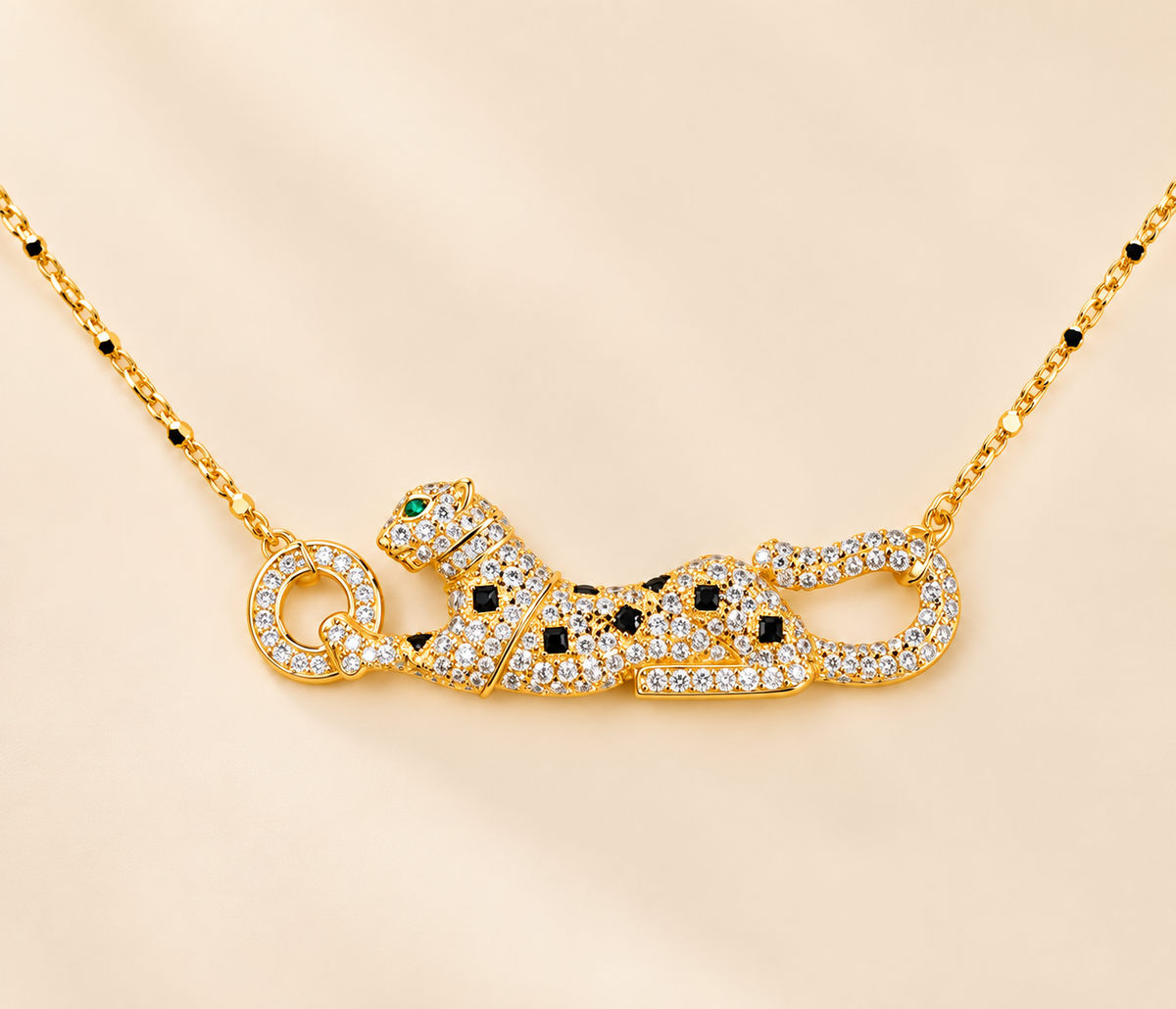 GOLD PLATED LEOPARD ZIRCON NECKLACE