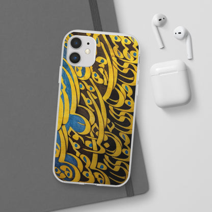 Phone Case — Gold & Blue Calligraphy Design