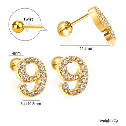 2 PAIR FARSI ARABIC NUMERAL DIAMOND EARRINGS