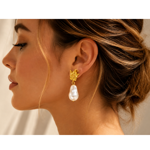 3D PERSIAN CROWN PEARLEARRINGS