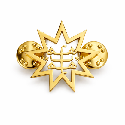 BADGE ÉPINGLE SYMBOLE BAHÁ’Í – BROCHE ÉTOILE À NEUF BRANCHES PLUS GRAND NOM