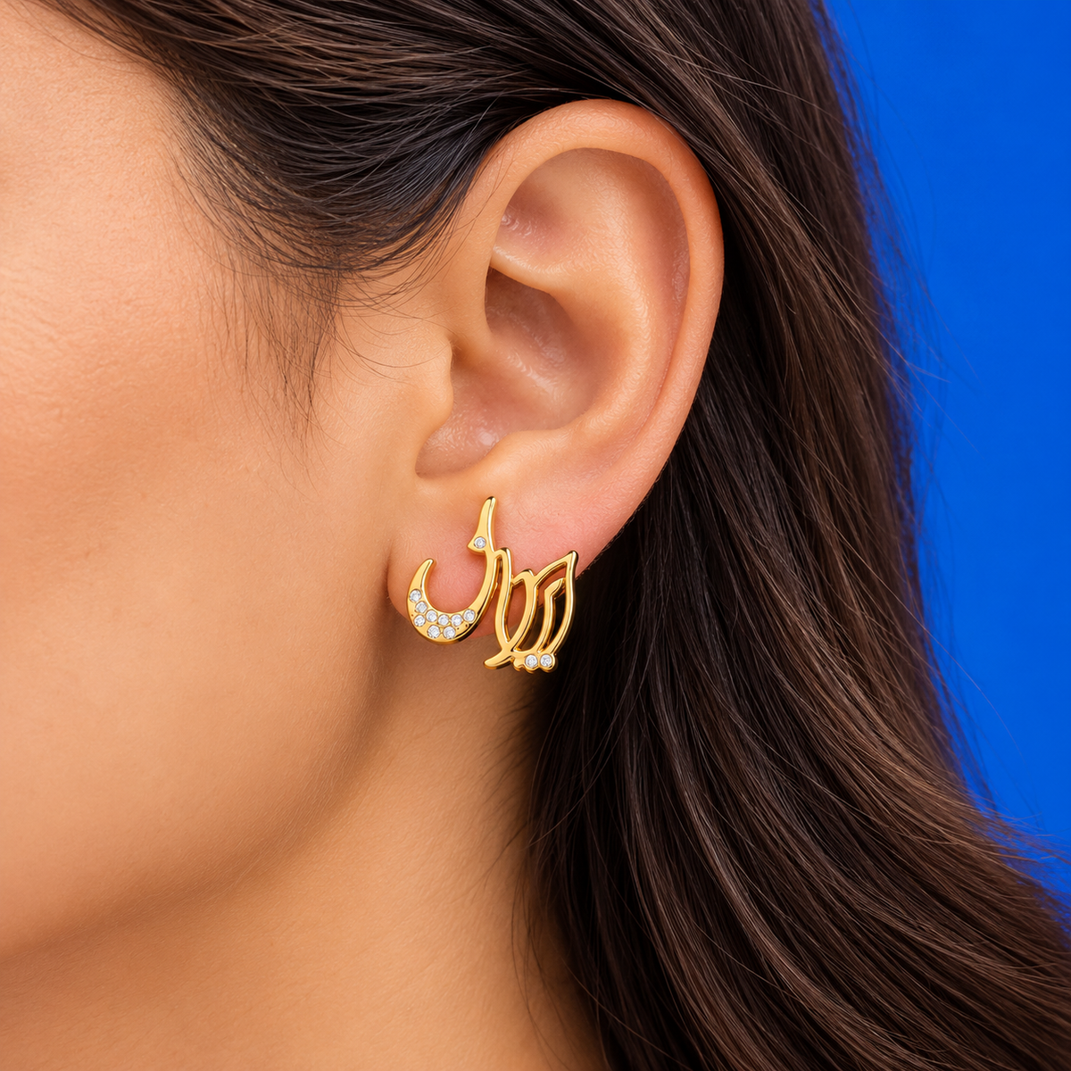 BOUCLES D'OREILLES PRÉNOM IRAN ÉTERNEL – PLAQUÉ OR 18 CARATS