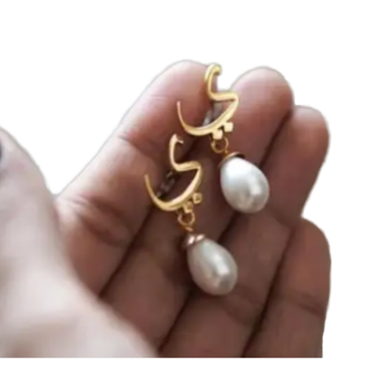 PERSONALIZED FARSI ARABIC LETTER EARRINGS 18K GOLD PLATED