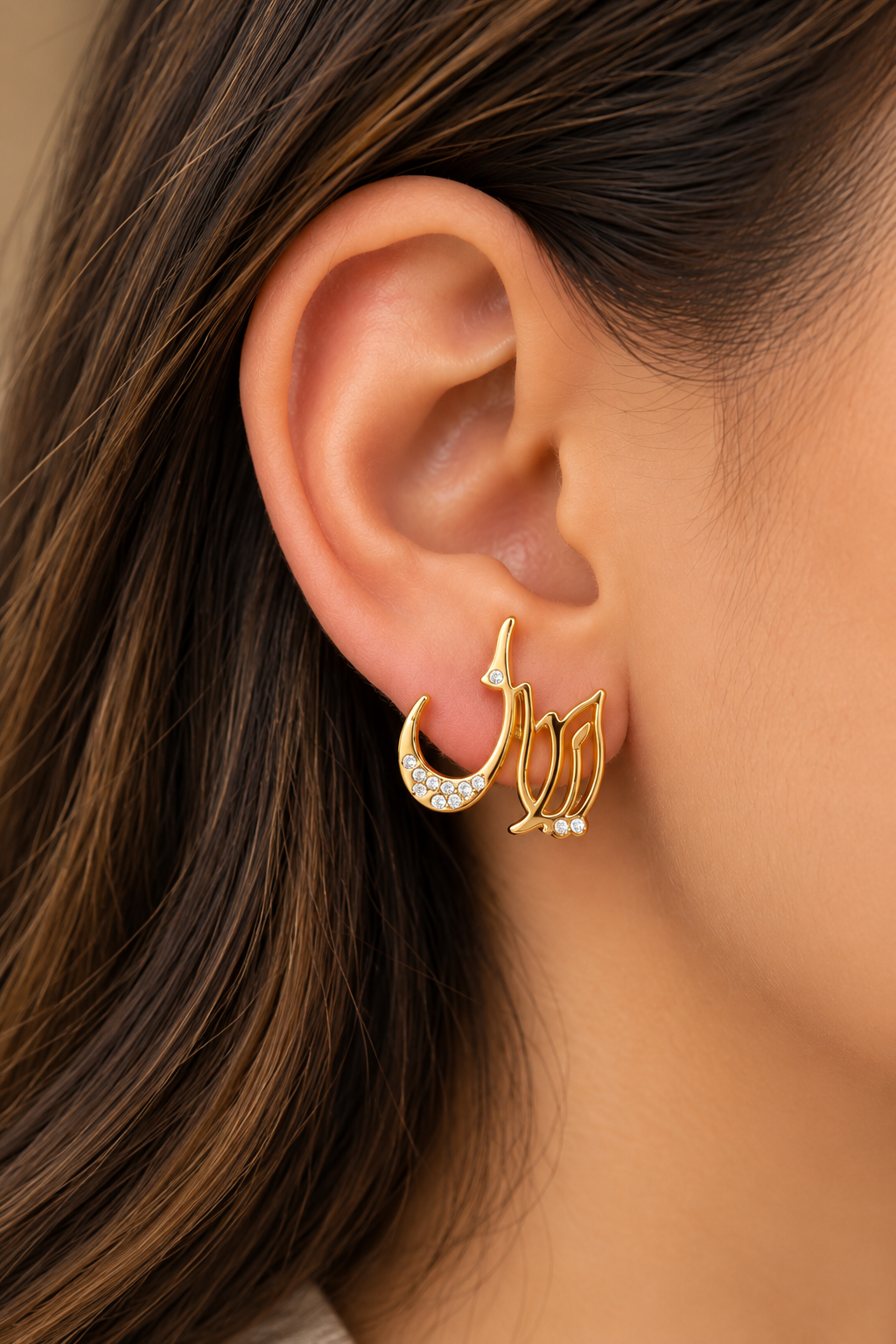 BOUCLES D'OREILLES PRÉNOM IRAN ÉTERNEL – PLAQUÉ OR 18 CARATS